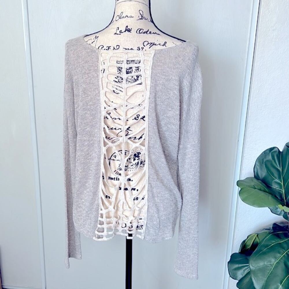 Cozy Casual Crochet Back Top size Large